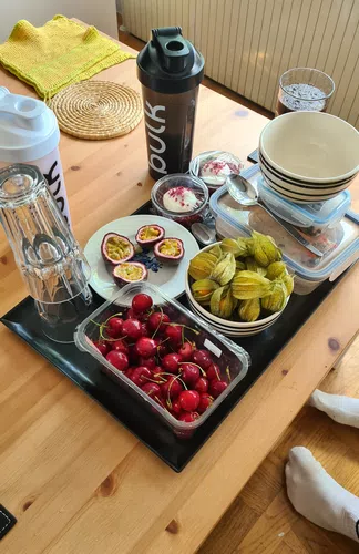 Healthy food and protein shakes