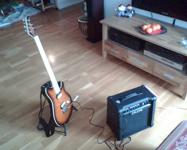 Guitar and amp on the floor